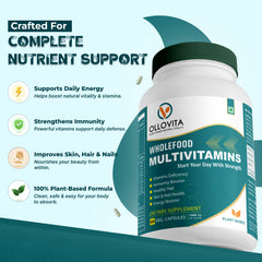 OLLOVITA Plant Based Multivitamin – 60+ Wholefood Ingredients with 24 Essential Vitamins & Minerals | Stamina, Energy, Bone & Joint Support | For Men & Women – 60 Veg Capsules