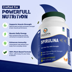 Plant-Based Spirulina 1000mg Veg Capsules – Green Superfood for Immunity, Muscle Strength & Daily Energy | 60 Capsules