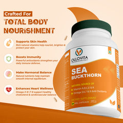 OLLOVITA Plant Based Sea Buckthorn Oil Capsules (1000mg) – Omega 3-6-7-9 | Immunity, Heart, Brain, Joint & Skin Health | 100% Vegan Whole-body Wellness – 60 Capsules