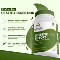 OLLOVITA Plant-Based Digestive Support Capsules – 1000mg Veg Supplement for Healthy Digestion, Gut Balance & Daily Wellness | 60 Veg Capsules