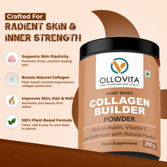 OLLOVITA Plant-Based Collagen Builder Powder 250g – With Biotin, Vitamin C & Selenium | Skin, Hair, Nails & Joint Support | Clean Beauty Nutrition