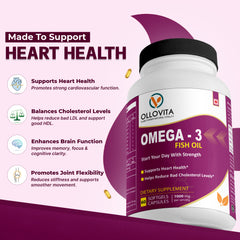 OLLOVITA Omega-3 Fish Oil – 1000mg Softgels for Heart Health, Cholesterol Support & Vitality | EPA & DHA | Cardiovascular Wellness – 60 Softgel Capsules