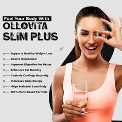 OLLOVITA Slim Plus – 1000mg Plant-Based Weight Loss & Metabolism Booster | Natural Fat Burner | Energy & Active Lifestyle Support | 60 Veg Capsules