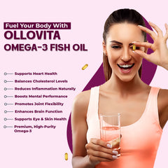 OLLOVITA Omega-3 Fish Oil – 1000mg Softgels for Heart Health, Cholesterol Support & Vitality | EPA & DHA | Cardiovascular Wellness – 60 Softgel Capsules