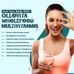 OLLOVITA Plant Based Multivitamin – 60+ Wholefood Ingredients with 24 Essential Vitamins & Minerals | Stamina, Energy, Bone & Joint Support | For Men & Women – 60 Veg Capsules
