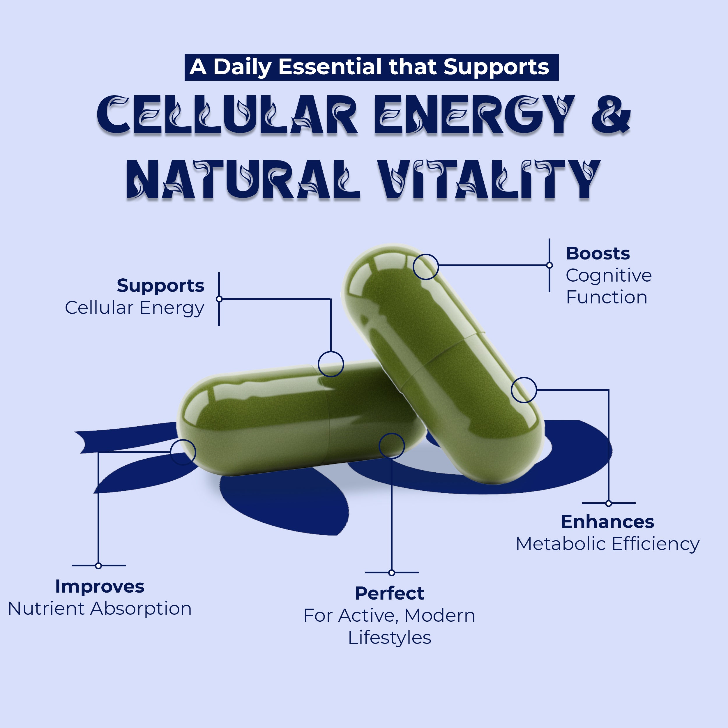 Plant-Based Spirulina 1000mg Veg Capsules – Green Superfood for Immunity, Muscle Strength & Daily Energy | 60 Capsules